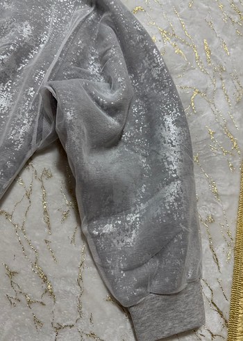 Gri Parlak Detaylı Kadın Sweatshirt - Görsel 3