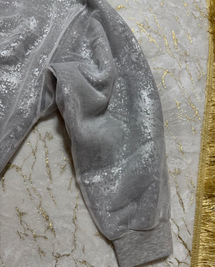 Gri Parlak Detaylı Kadın Sweatshirt - Görsel 3