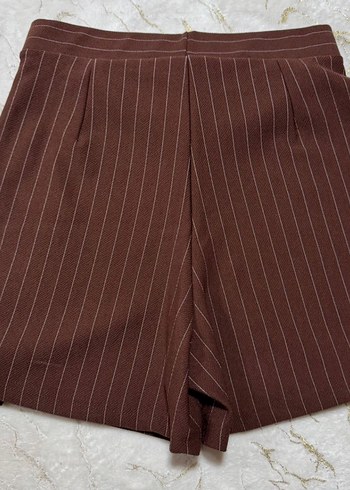 Kahverengi Pilili Midi Kadın Şort Etek - Görsel 2