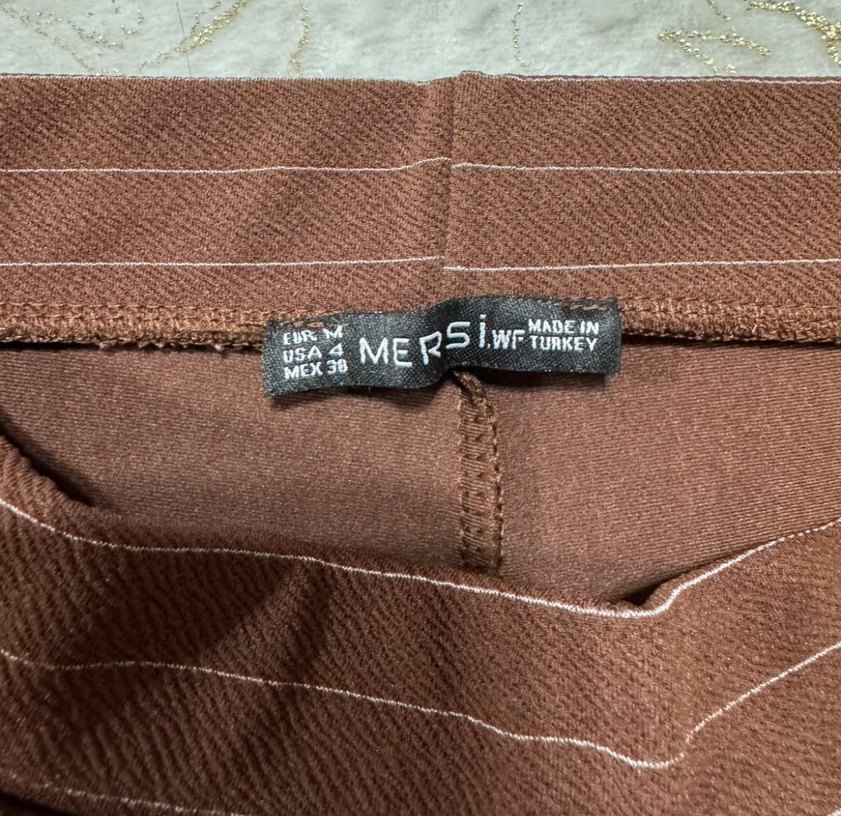 Kahverengi Pilili Midi Kadın Şort Etek - Görsel 3