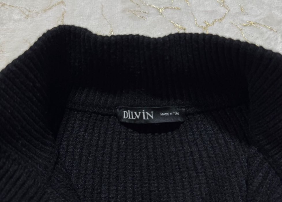 Düğmeli Siyah Beyaz Çizgili Kadın Kazak - Görsel 4