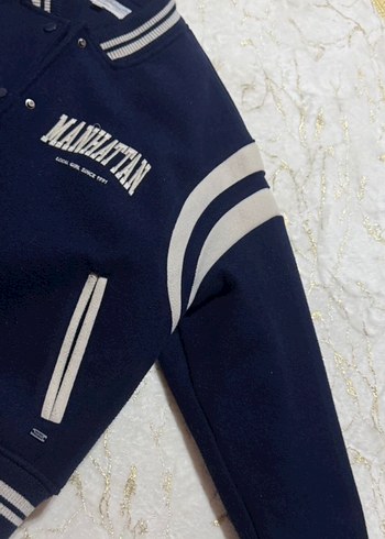 Mavi Baskılı Düğmeli Kadın Spor Ceket - Görsel 2