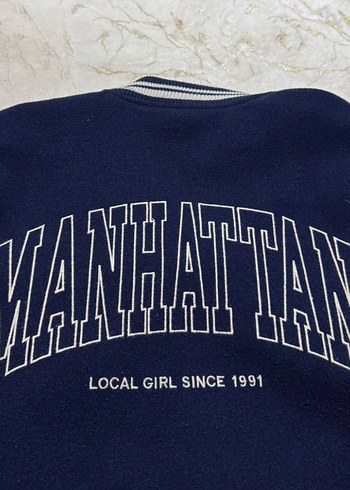 Mavi Baskılı Düğmeli Kadın Spor Ceket - Görsel 6