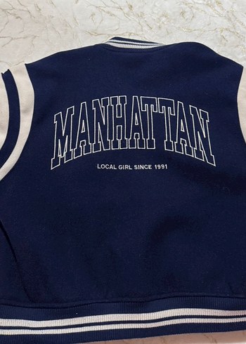 Mavi Baskılı Düğmeli Kadın Spor Ceket - Görsel 3