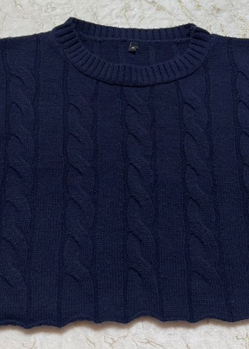 Lacivert Örgü Kadın Kazak - Görsel 2