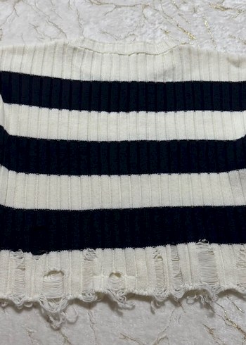 Kadın Çizgili Örgü Kazak - Görsel 5