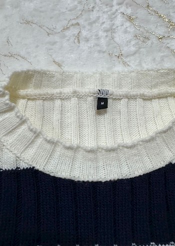 Kadın Çizgili Örgü Kazak - Görsel 2