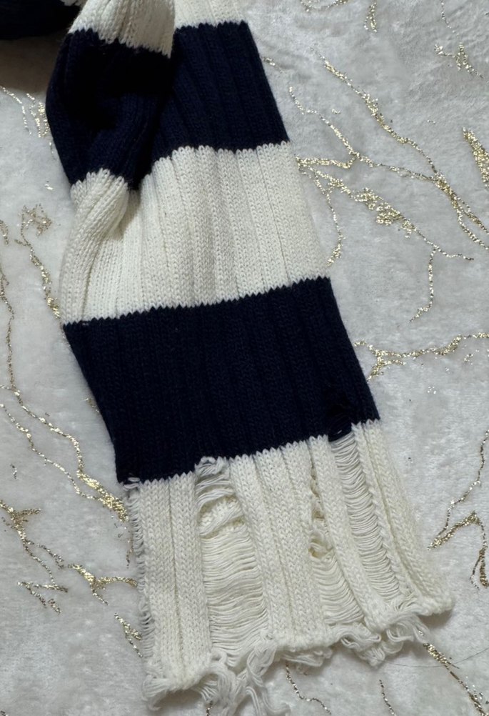 Kadın Çizgili Örgü Kazak - Görsel 3