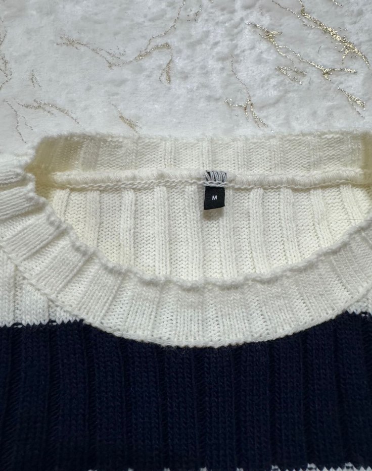 Kadın Çizgili Örgü Kazak - Görsel 2