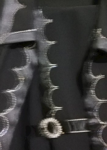 Uzun Siyah Gotik Nakışlı Ceket - Görsel 4