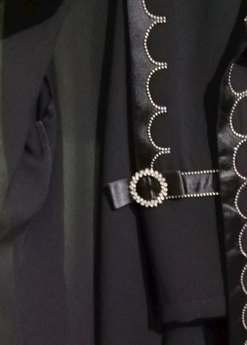 Uzun Siyah Gotik Nakışlı Ceket - Görsel 2