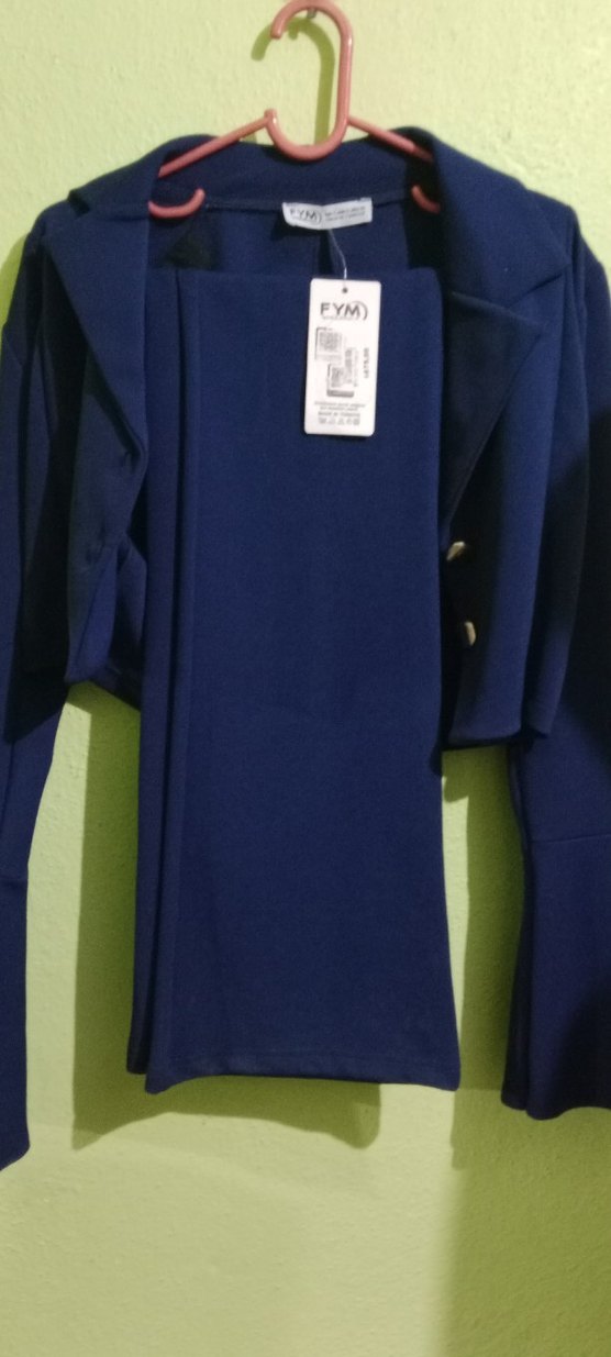 Düğmeli Lacivert Kadın Blazer Ceket ikili takım - Görsel 2