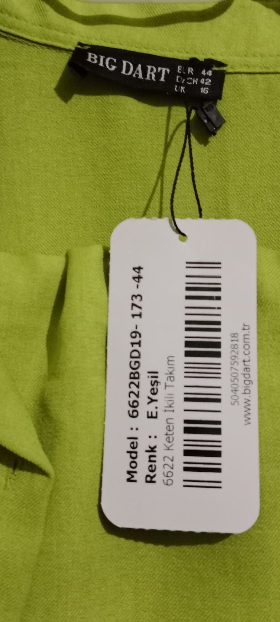 Yeşil Uzun Keten Kadın Gömlek ikili takım - Görsel 3