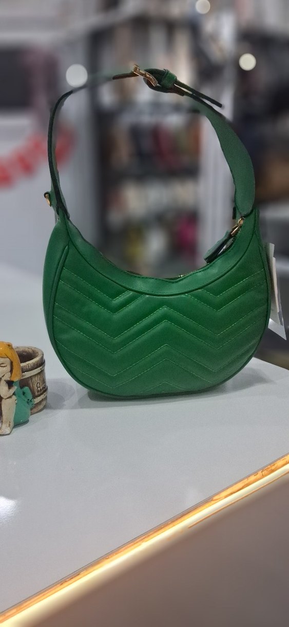 Yeşil Deri Kadın Omuz Çantası - Görsel 2