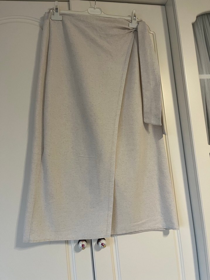 Bej Keten Uzun Salaş Etek - Görsel 2