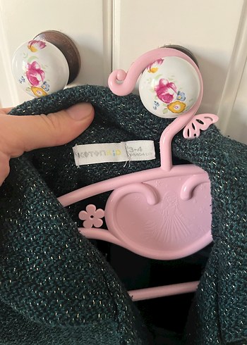 Kız Çocuk yeşil Düğmeli Yün Kaban - Görsel 3