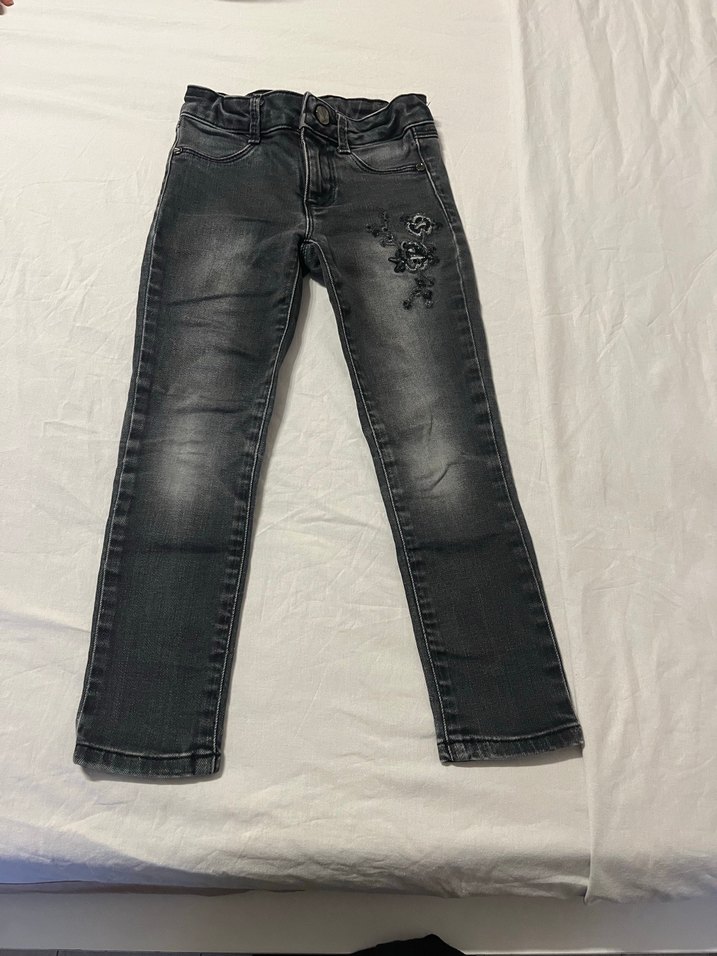 Düğmeli Nakışlı kız Çocuk Kot Pantolon - Görsel 2