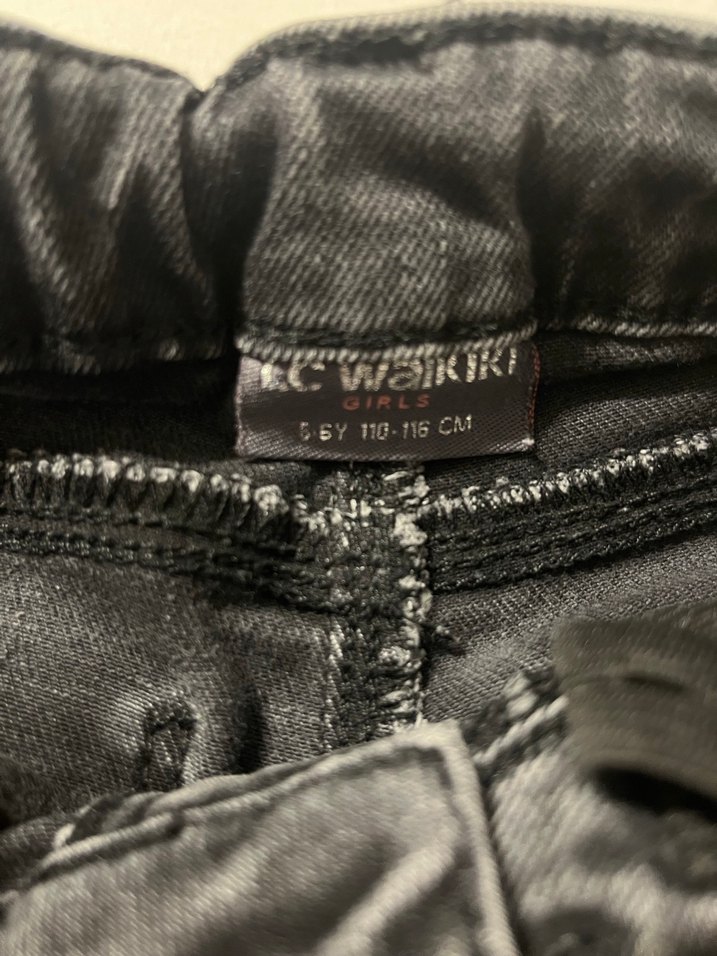 Düğmeli Nakışlı kız Çocuk Kot Pantolon - Görsel 3