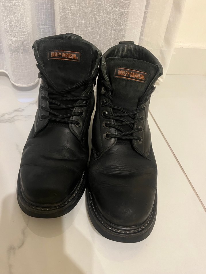 Siyah Deri Tokalı Biker erkek Bot - Görsel 3