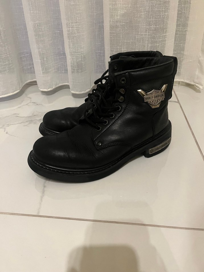 Siyah Deri Tokalı Biker erkek Bot - Görsel 2