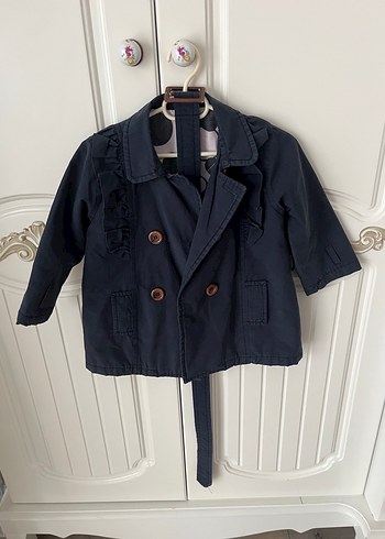 Kız Çocuk Düğmeli Lacivert trençkot - Görsel 2