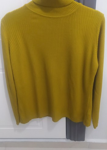 Sarı Kadın Balıkçı Yaka Örgü Kazak - Görsel 3