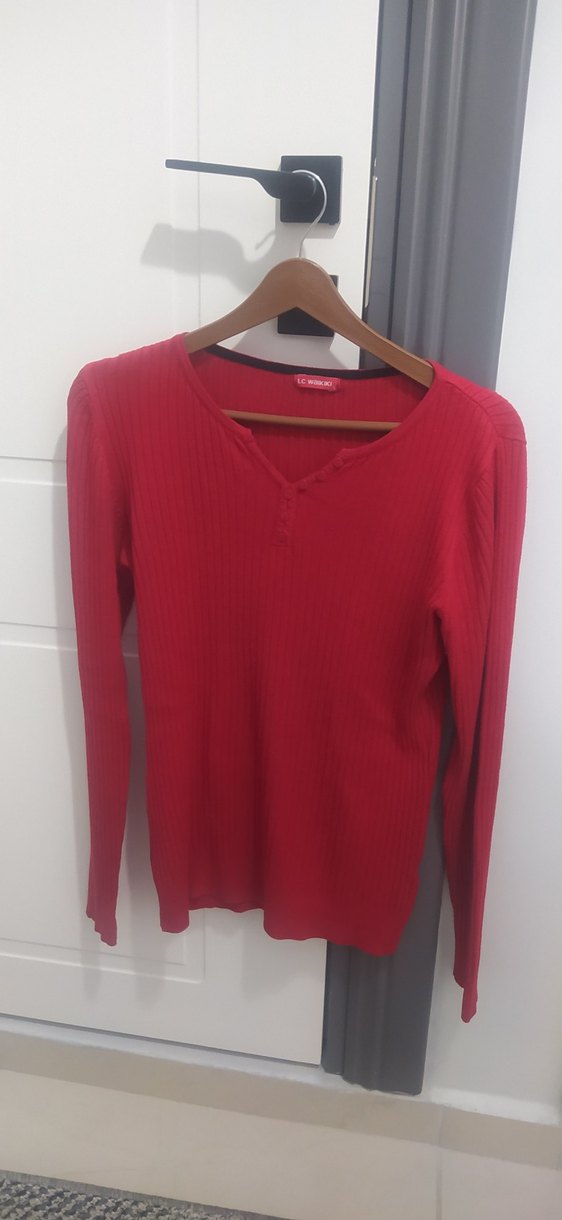 Kırmızı Triko Kadın Uzun Kollu Kazak - Görsel 2