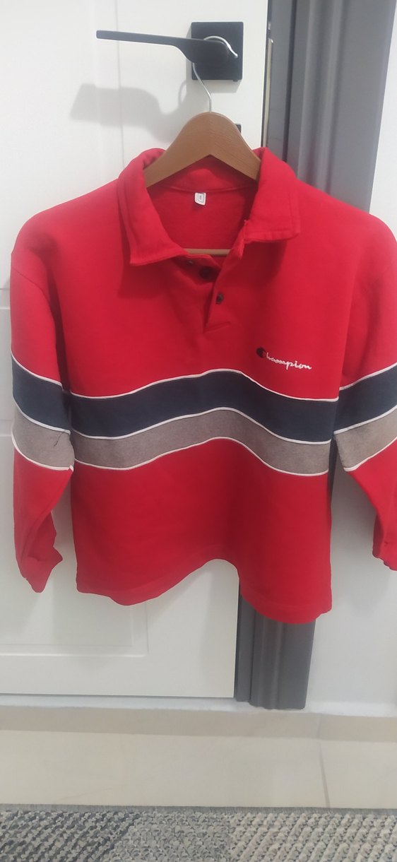 Gri Çizgili Kırmızı Erkek Sweatshirt - Görsel 3