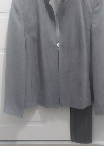 Gri Kadın Keten Blazer Ceket - Görsel 2