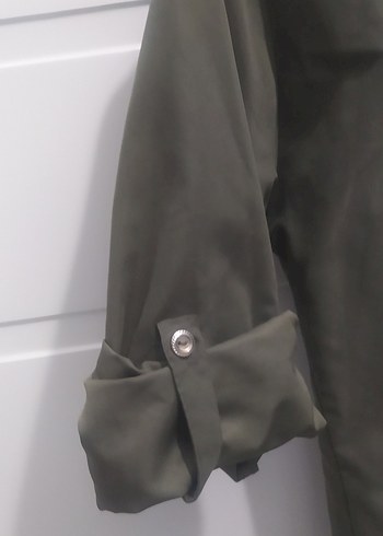 Haki renk Midi Kadın Ceket Fermuarlı - Görsel 4