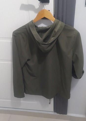 Haki renk Midi Kadın Ceket Fermuarlı - Görsel 3