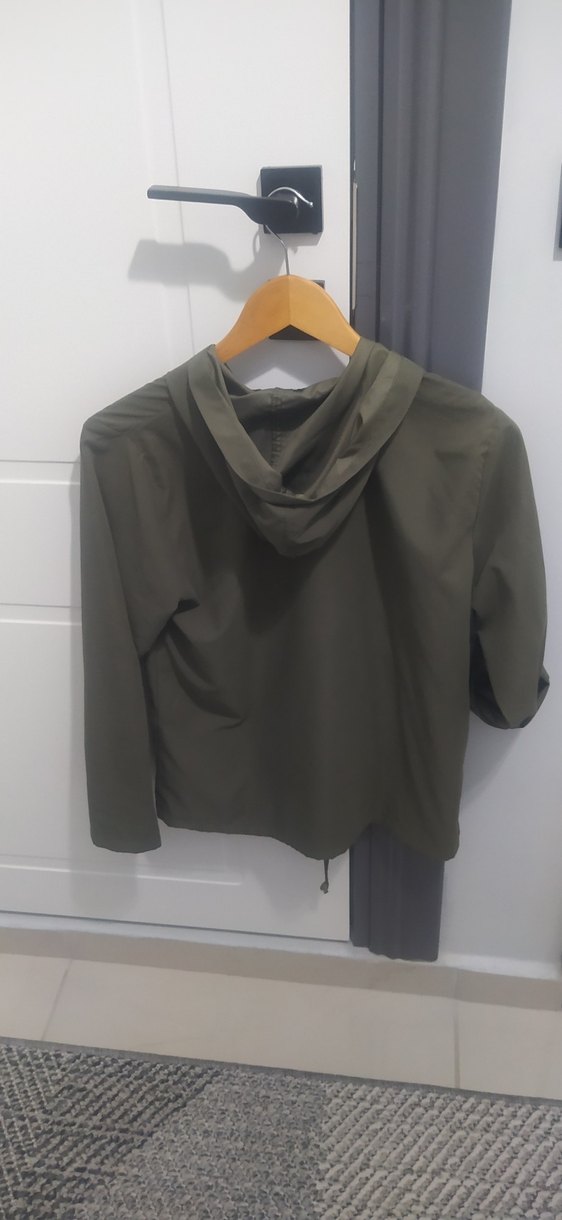 Haki renk Midi Kadın Ceket Fermuarlı - Görsel 3