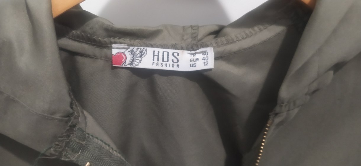 Haki renk Midi Kadın Ceket Fermuarlı - Görsel 5