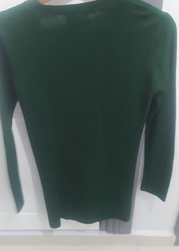 Yeşil V Yakalı Kadın Yün Hırka - Görsel 3