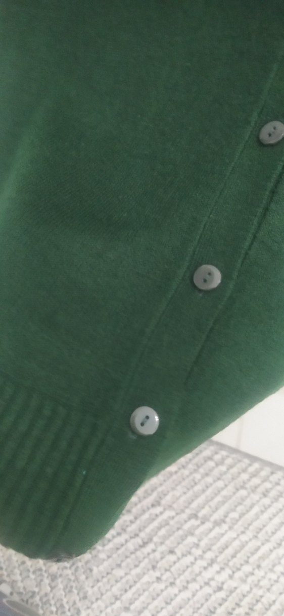 Yeşil V Yakalı Kadın Yün Hırka - Görsel 4