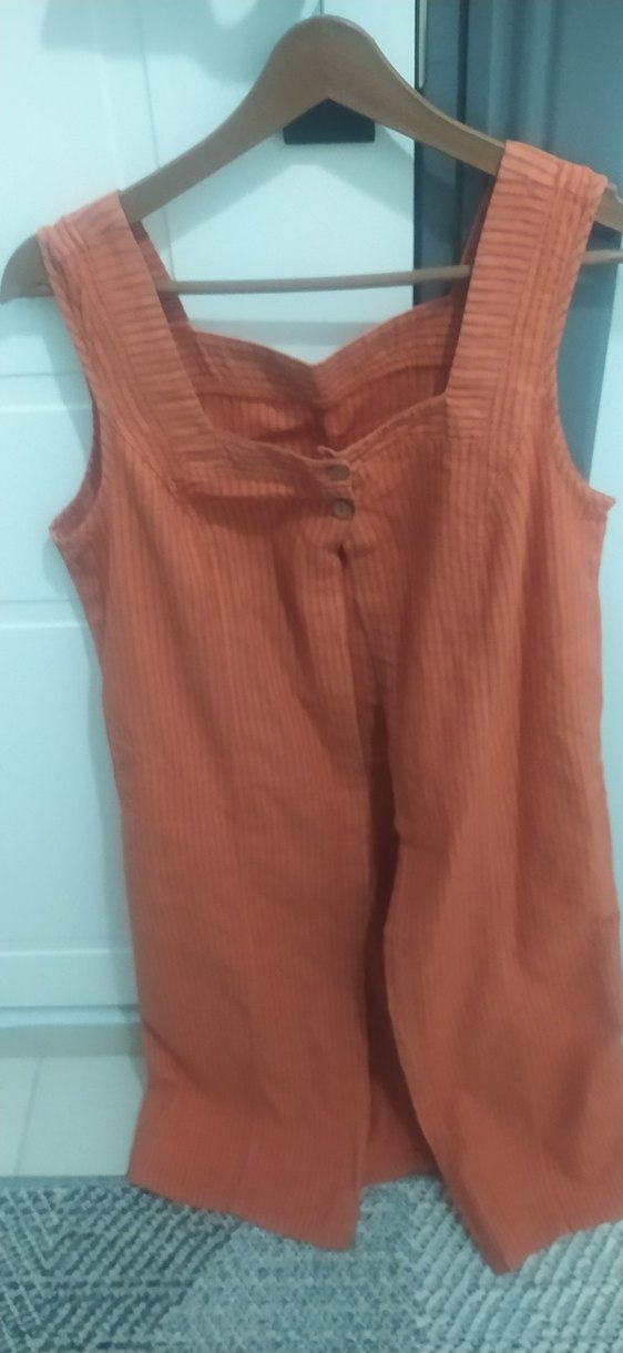 Turuncu  kendinden cozgilii Midi Kadın Elbise - Görsel 2