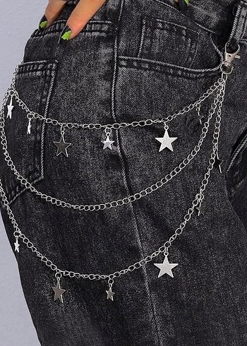 Yıldız Detaylı Gri Zincir Pantolon Aksesuarı - Görsel 2