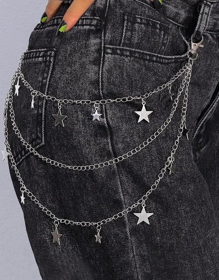 Yıldız Detaylı Gri Zincir Pantolon Aksesuarı - Görsel 2