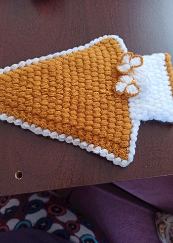 Sarı Beyaz Çiçekli Örgü lifler 4 adet - Görsel 5