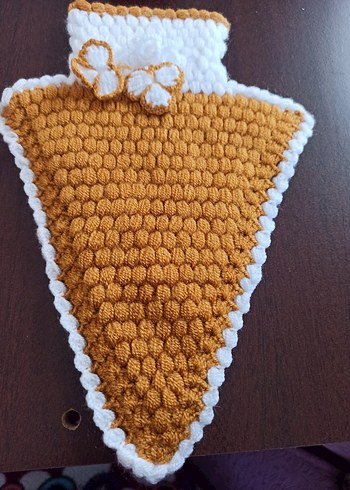 Sarı Beyaz Çiçekli Örgü lifler 4 adet - Görsel 6