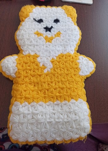 Sarı Beyaz Çiçekli Örgü lifler 4 adet - Görsel 4