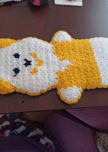 Sarı Beyaz Çiçekli Örgü lifler 4 adet - Görsel 3