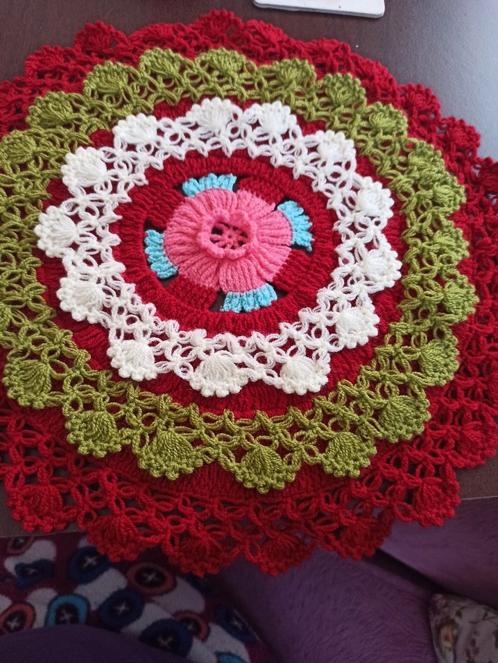 Sarı Beyaz Çiçekli Örgü lifler 4 adet - Görsel 2