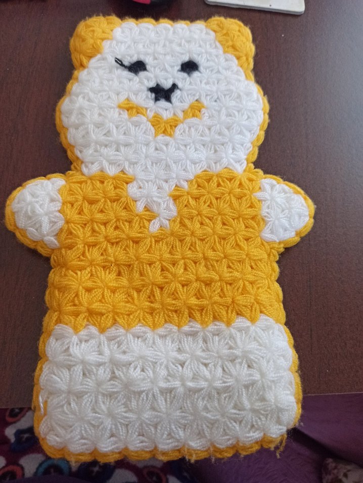 Sarı Beyaz Çiçekli Örgü lifler 4 adet - Görsel 4