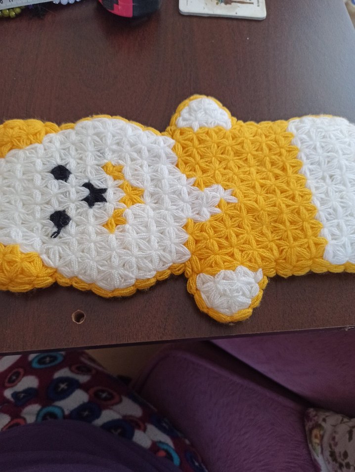 Sarı Beyaz Çiçekli Örgü lifler 4 adet - Görsel 3