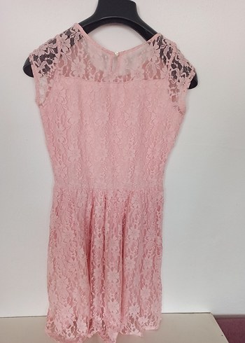 Pembe Baskılı Midi elbise - Görsel 5