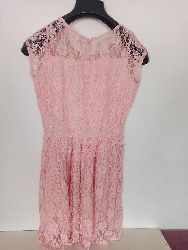 Pembe Baskılı Midi elbise - Görsel 5