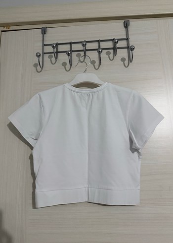 Beyaz Kısa Kollu Basic Kadın Tişört - Görsel 3