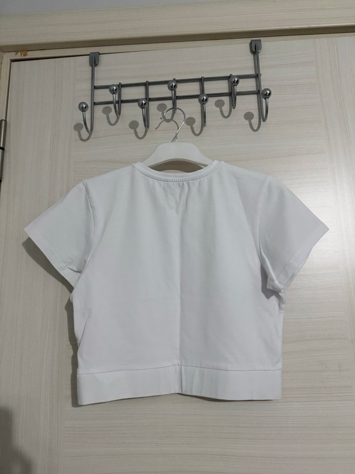 Beyaz Kısa Kollu Basic Kadın Tişört - Görsel 3