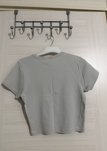 Gri Baskılı Kısa Kollu Kadın Tişört - Görsel 3